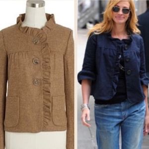 J. Crew Herringbone Fiona Wool Ruffle Jacket 4
